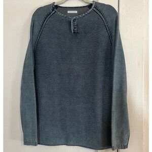 Carbon 2 Cobalt Men’s L Sweater Blue Waterman Henley Pullover Heavy Cotton Cabin